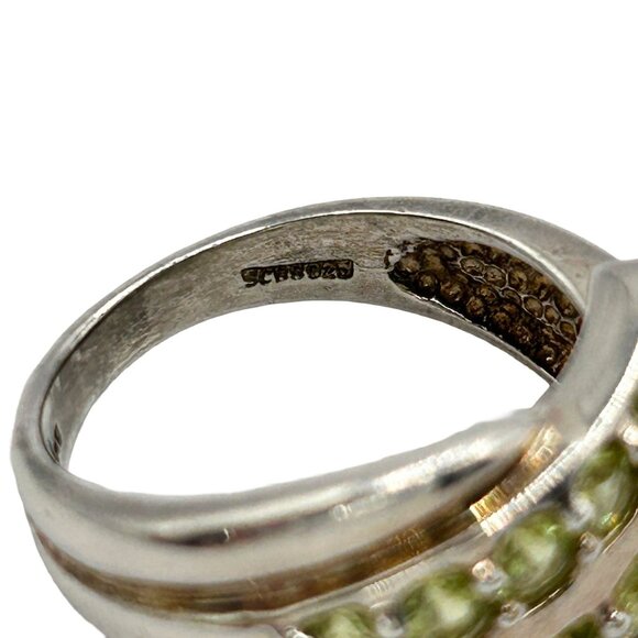 925 Sterling Silver Light Green Peridot Gemstone Ring - Size 7.5 - Picture 6 of 8